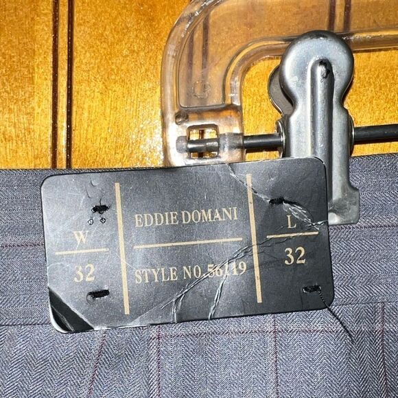 Eddie Domani NWT Men's Dress Pants Gray Plaid 32x32 - Picture 4 of 5